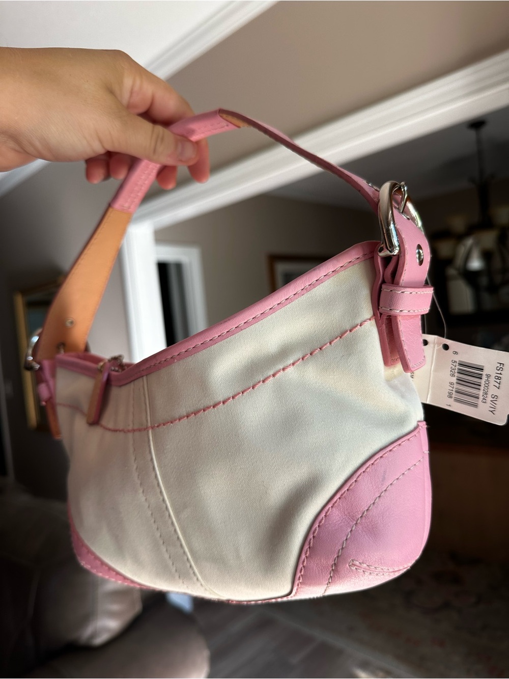 Coach Pink and White small hobo bag y2k - Picture 6 of 7